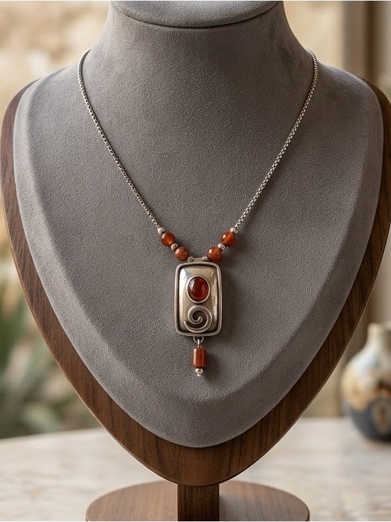 Silpada Jewelry - Silpada Sterling Silver Sandstone Spiral Swirl Pendant Necklace Model N1190